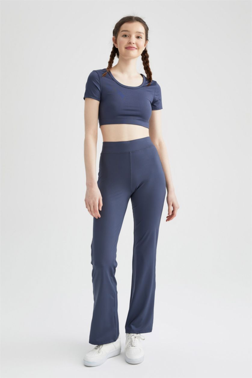 FEMME Marin Pantalon Large Taille Haute En Lycra