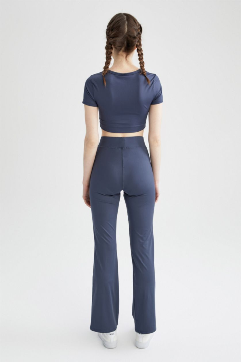 FEMME Marin Pantalon Large Taille Haute En Lycra