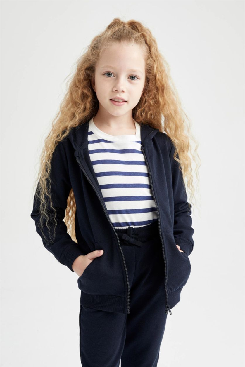 GIRLS & TEENS NAVY Girl Regular Fit Hooded Cardigan