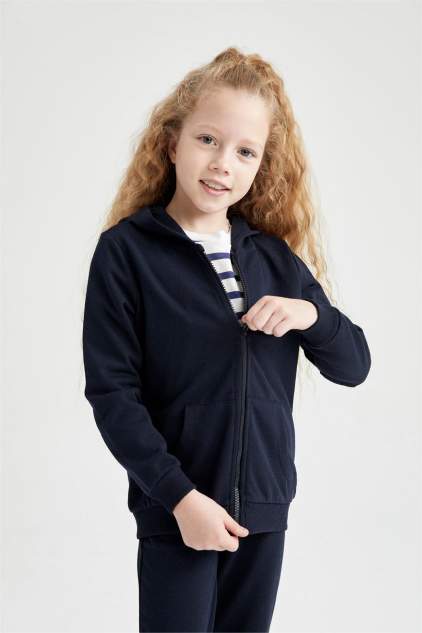 GIRLS & TEENS NAVY Girl Regular Fit Hooded Cardigan