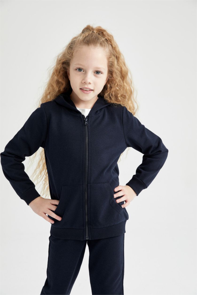 GIRLS & TEENS NAVY Girl Regular Fit Hooded Cardigan