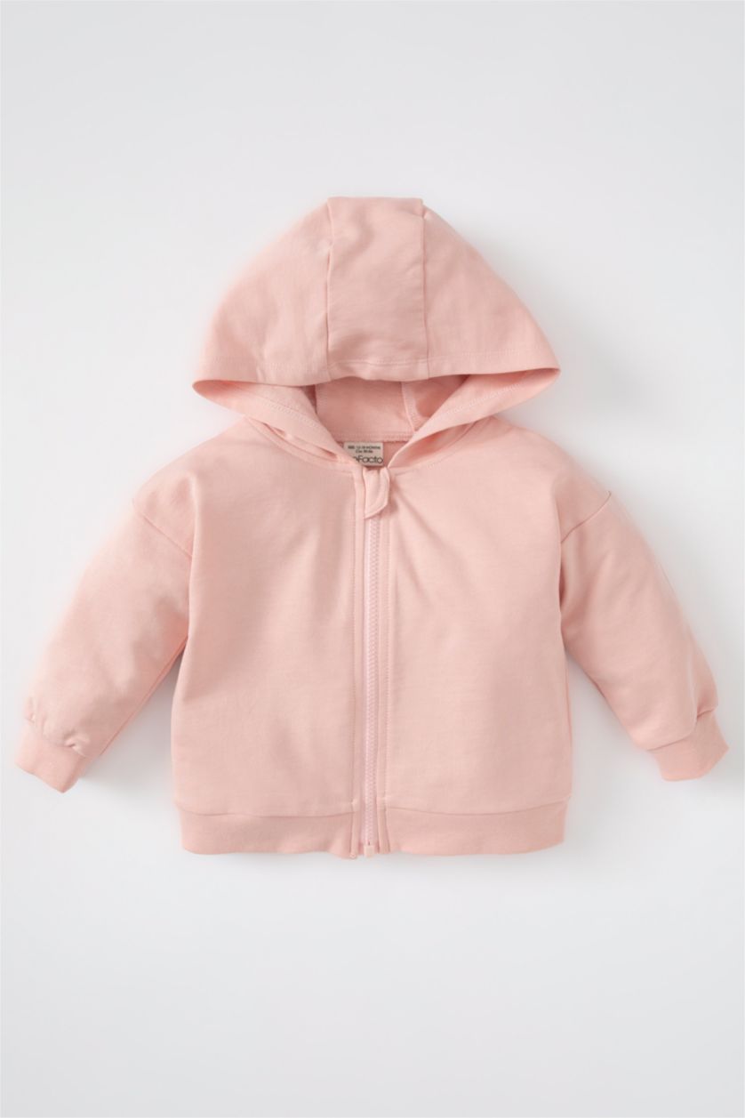 BABY GIRL Salmon Regular Fit Hooded Cardigan