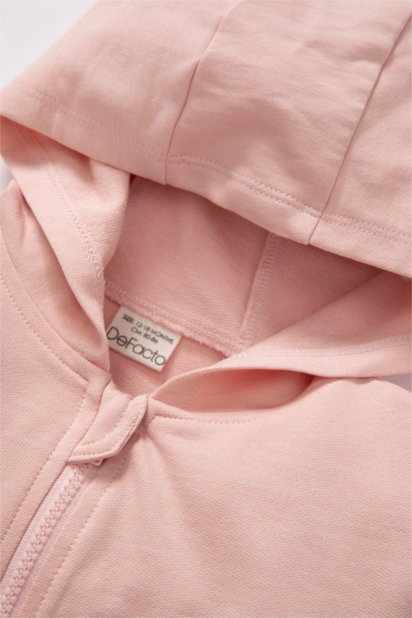 BABY GIRL Salmon Regular Fit Hooded Cardigan