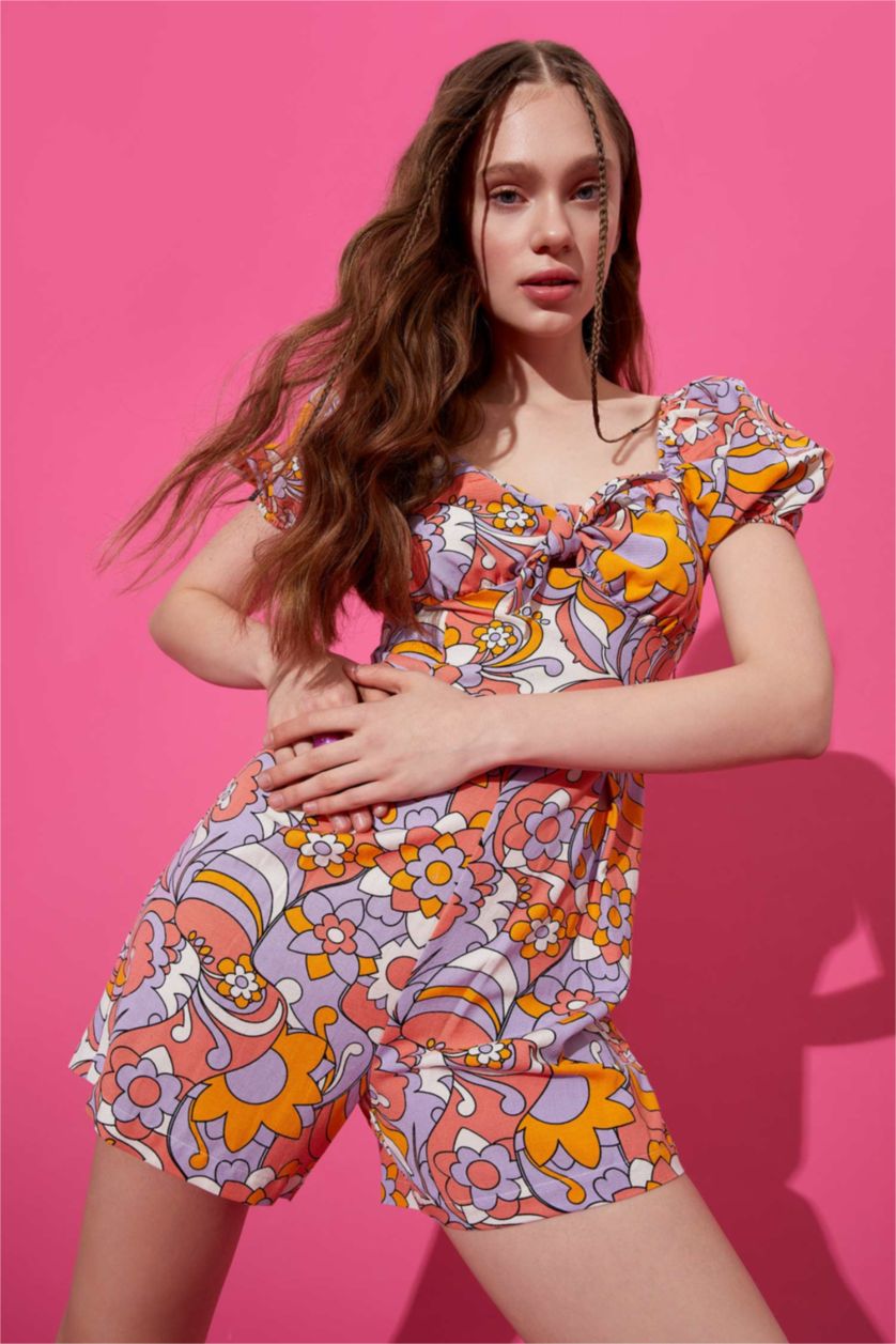 Woman Orange Linen Blended Jumpsuit