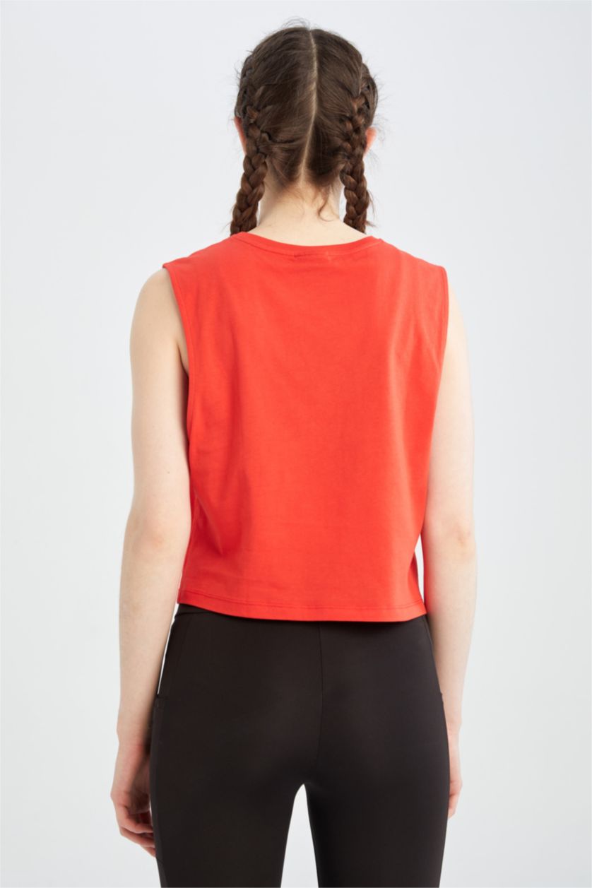 نساء أحمر بلوزة بدون اكمام من ديفاكتو فيت مرخص من محمد علي ذو رقبة مستديرة