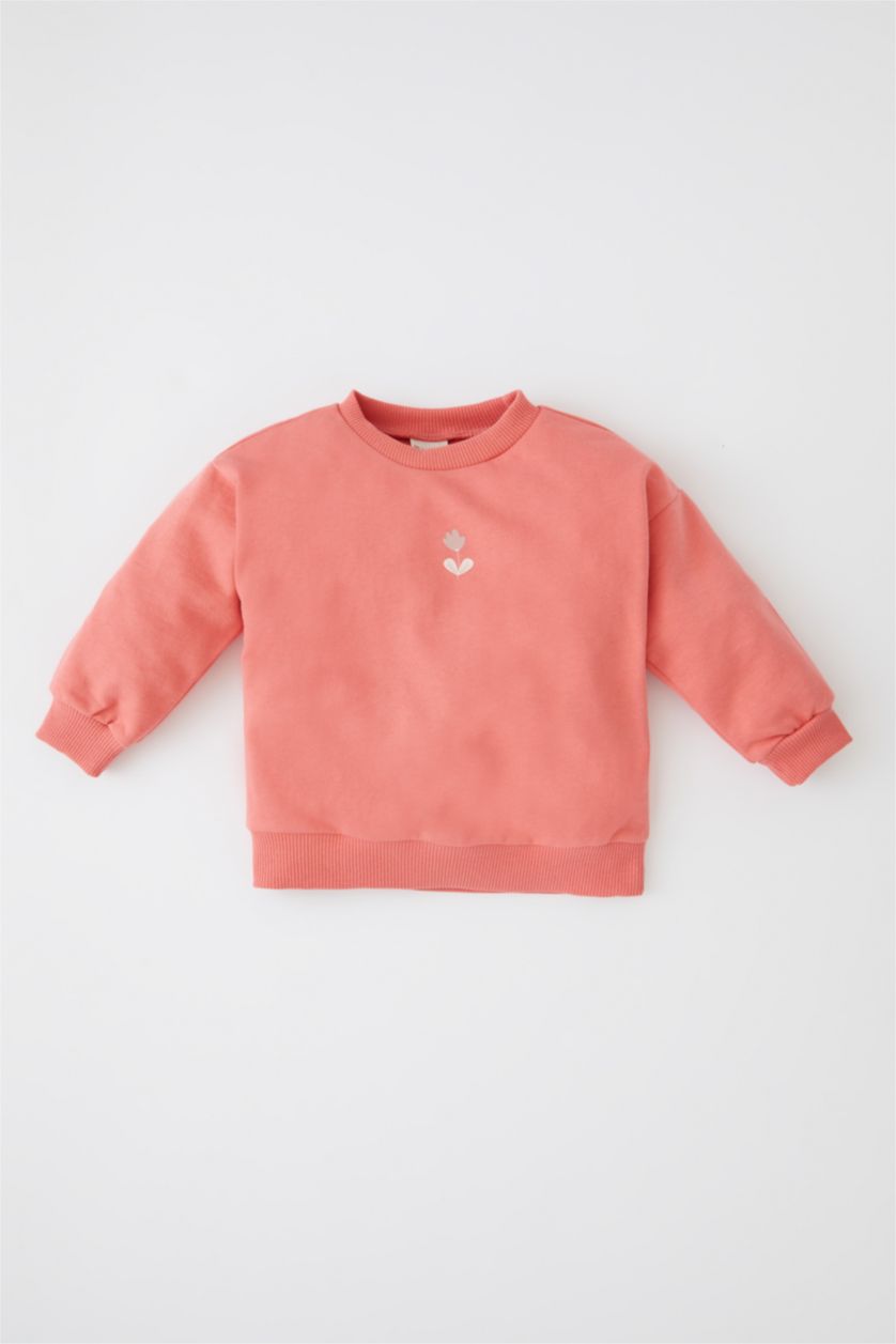 Малыши девочки Розовый Свитшот стандартного кроя с круглым вырезом для девочек