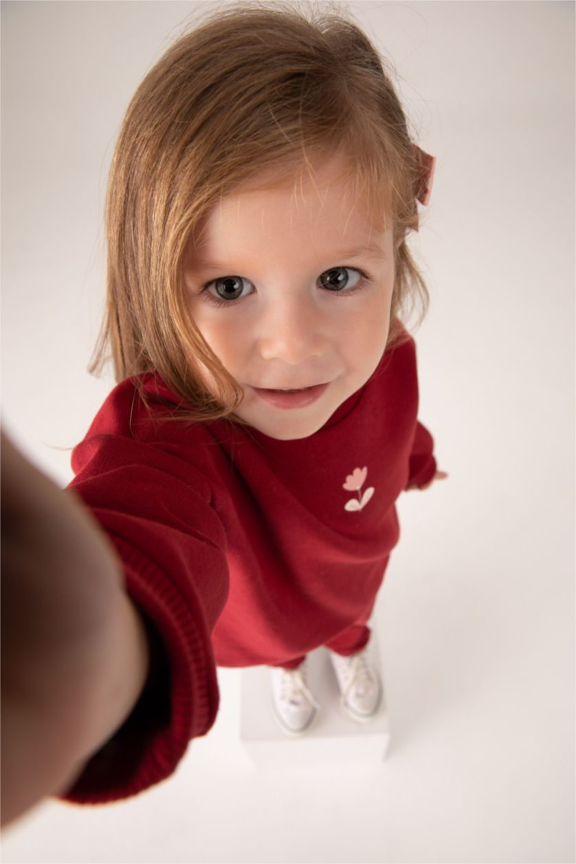 BÉBÉ FILLE Bordeaux Sweat- Shirt Tissu Sweat Épais Coupe Régulière Col Ras Du Cou