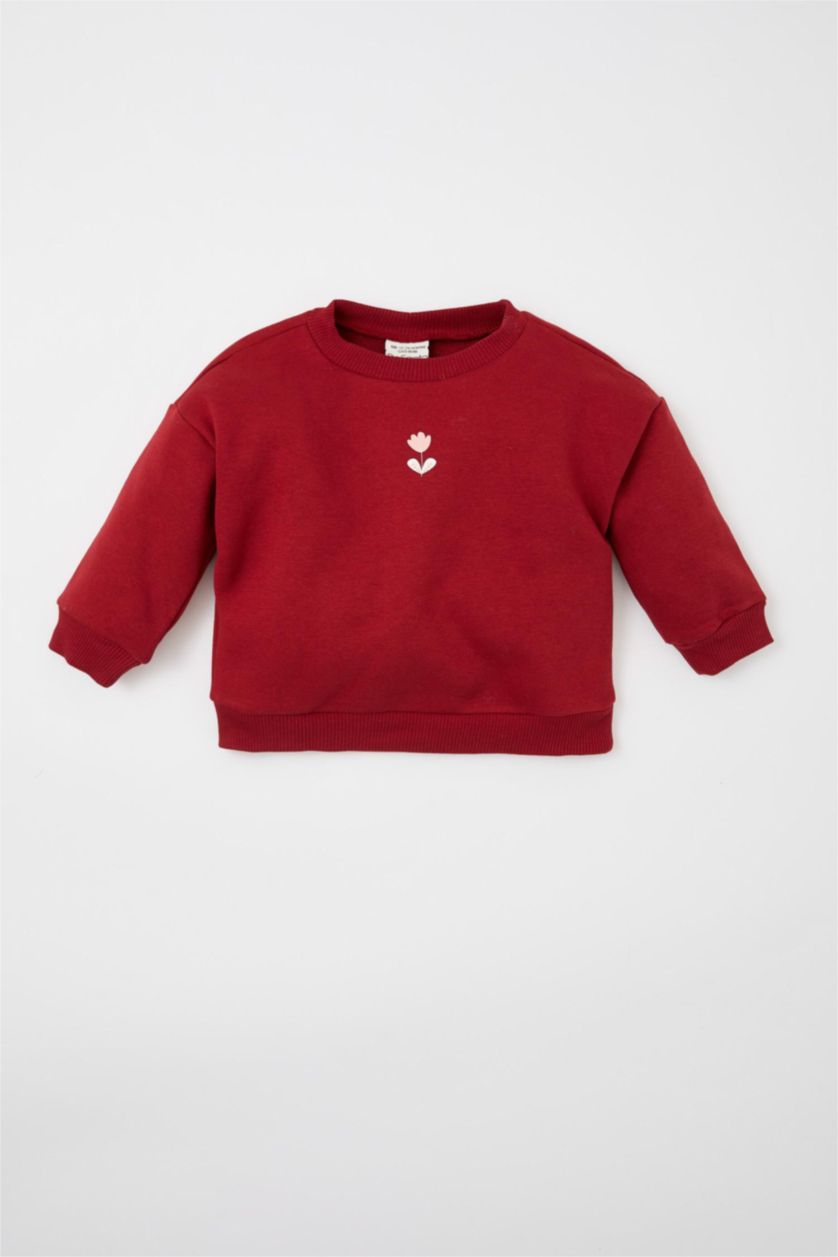 BÉBÉ FILLE Bordeaux Sweat- Shirt Tissu Sweat Épais Coupe Régulière Col Ras Du Cou