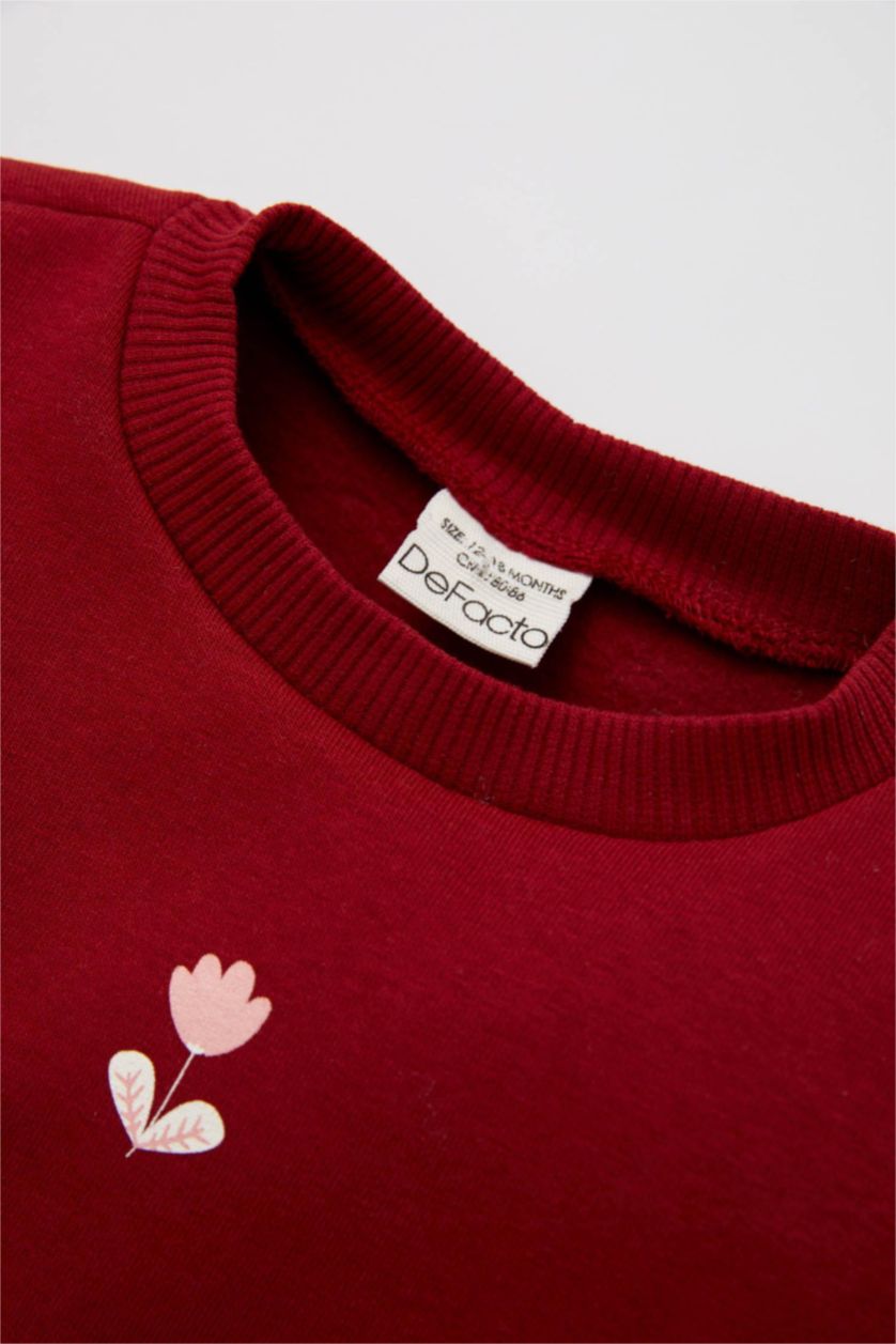 BÉBÉ FILLE Bordeaux Sweat- Shirt Tissu Sweat Épais Coupe Régulière Col Ras Du Cou