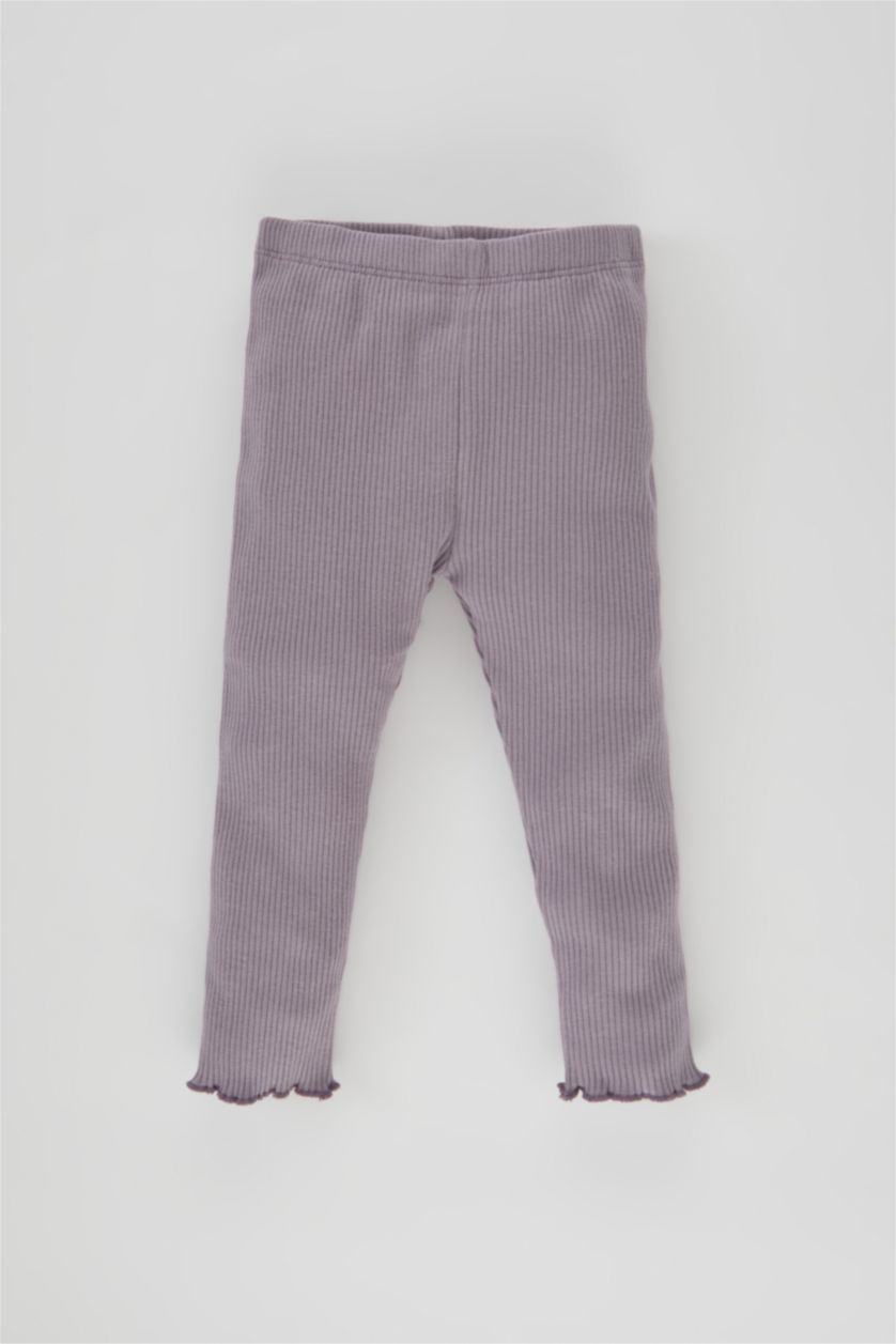 Kız Bebek Lila Düz Paça Fitilli Kaşkorse Tayt Kız Bebek