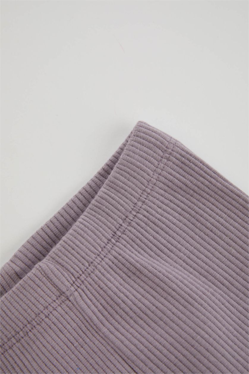 Kız Bebek Lila Düz Paça Fitilli Kaşkorse Tayt Kız Bebek