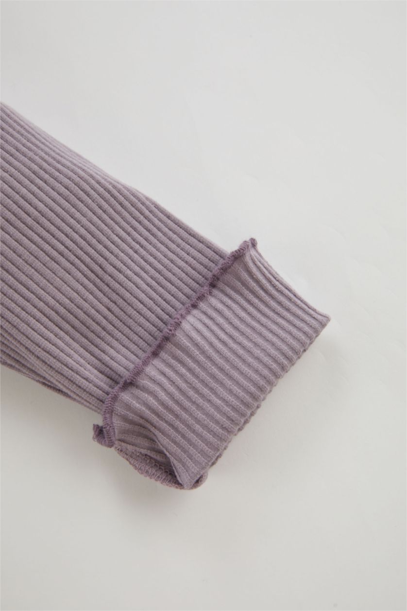 Kız Bebek Lila Düz Paça Fitilli Kaşkorse Tayt Kız Bebek