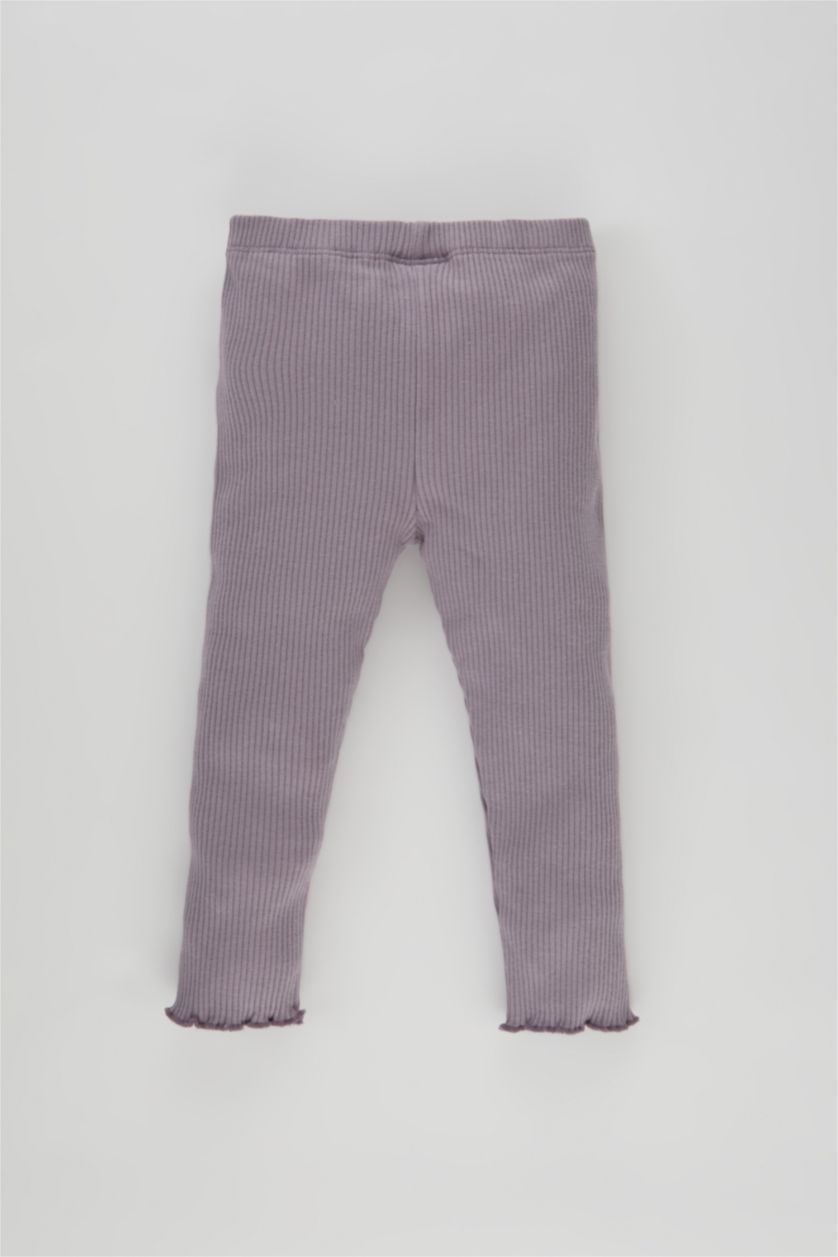 Kız Bebek Lila Düz Paça Fitilli Kaşkorse Tayt Kız Bebek