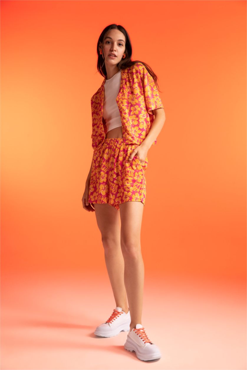 FEMME Orange Short Coupe décontractée Taille Normale