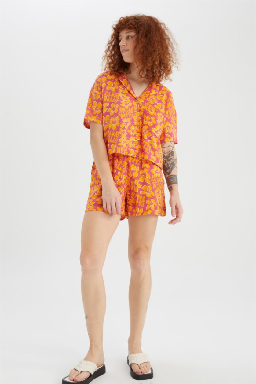 FEMME Orange Short Coupe décontractée Taille Normale