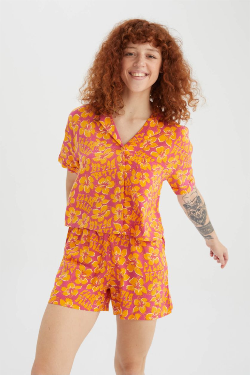 FEMME Orange Short Coupe décontractée Taille Normale