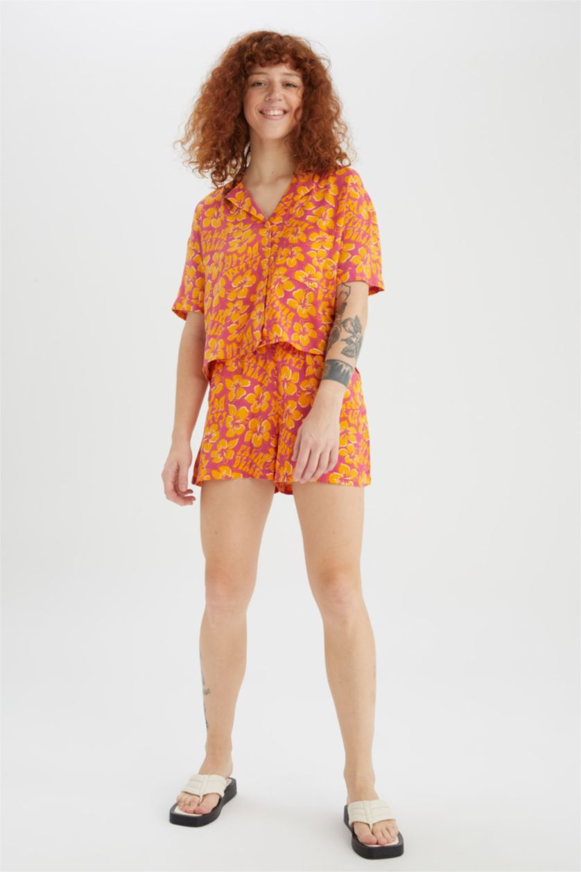 FEMME Orange Short Coupe décontractée Taille Normale