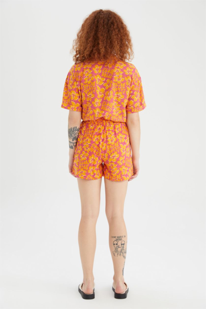 FEMME Orange Short Coupe décontractée Taille Normale