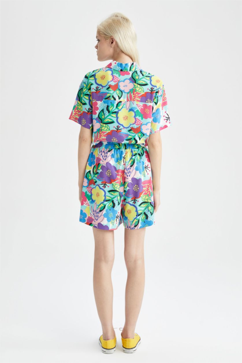 FEMME Turquoise Short en viscose avec poche à motifs coupe décontractée