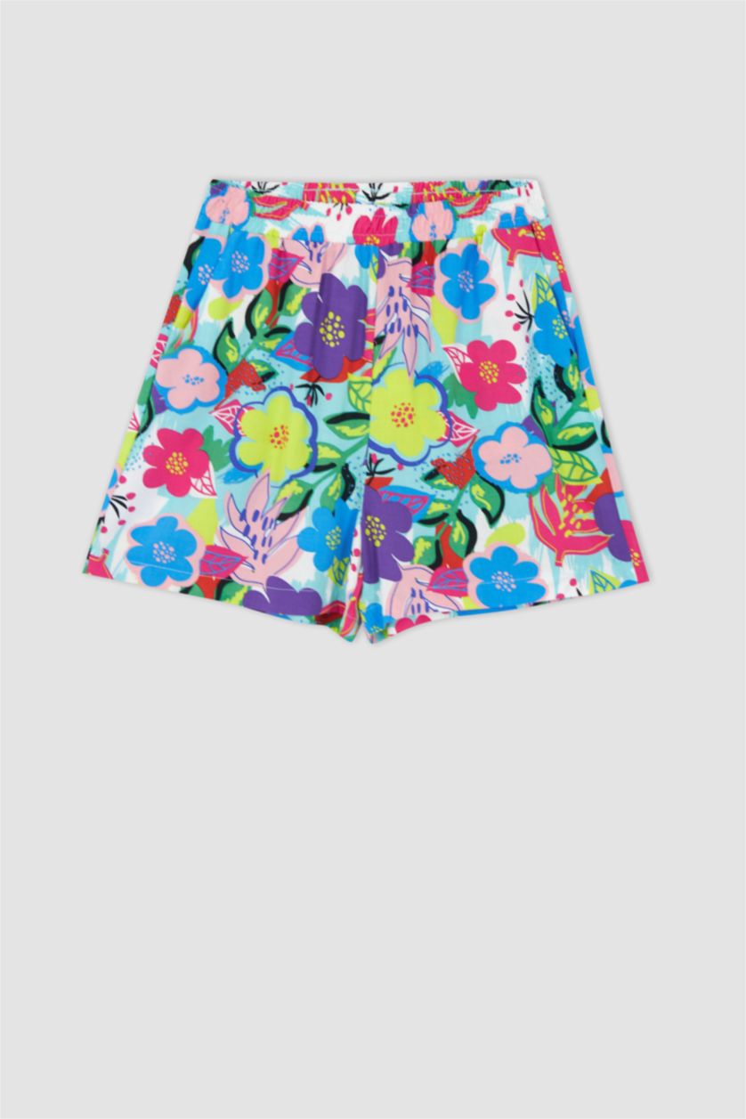 FEMME Turquoise Short en viscose avec poche à motifs coupe décontractée