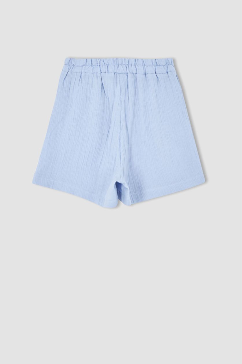 FEMME Bleu Short coupe classique en mousseline avec poche