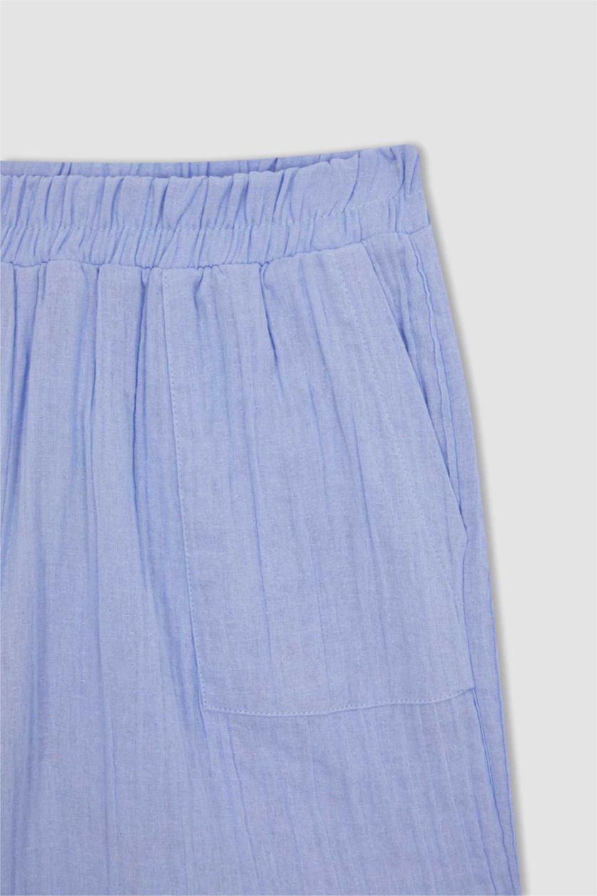 حريمي أزرق شورت بقصة عادية بخصر عادي