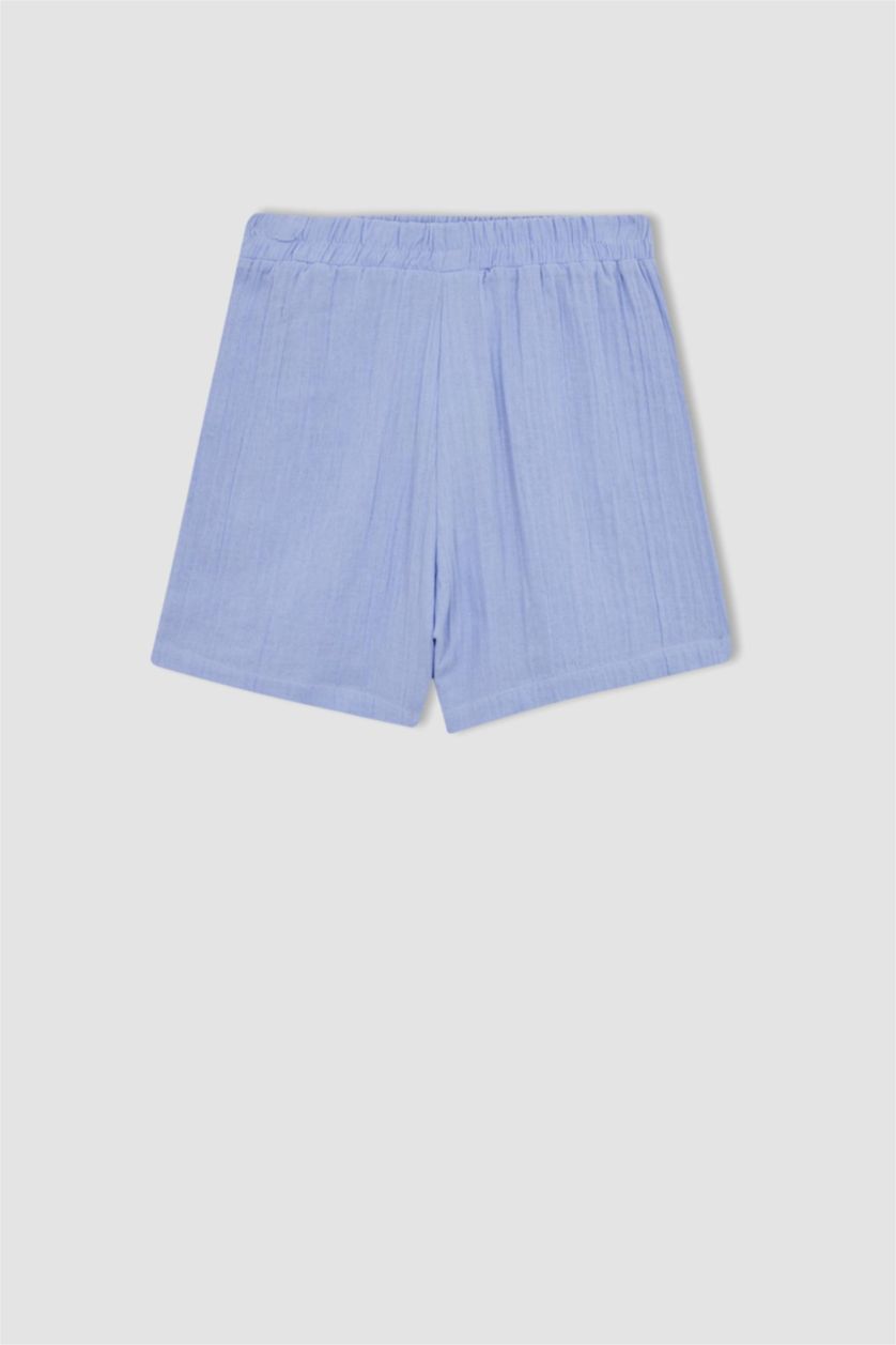 حريمي أزرق شورت بقصة عادية بخصر عادي