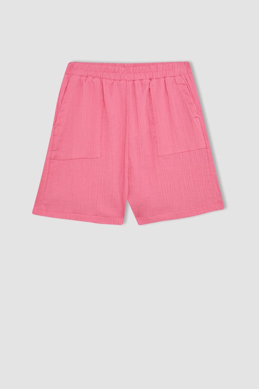 نساء زهري شورت قصير قصة عادية بجيب وخصر عادي