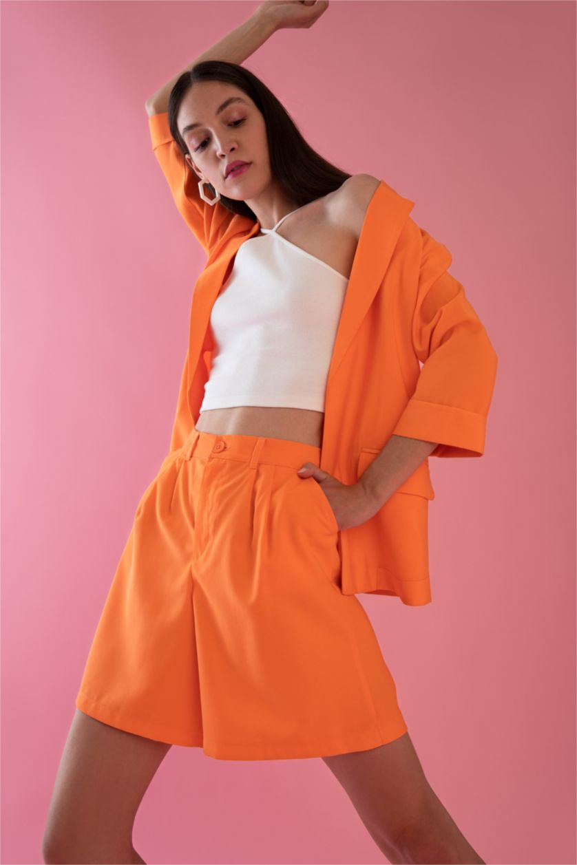 WOMAN Light Orange Normal Waist Shorts