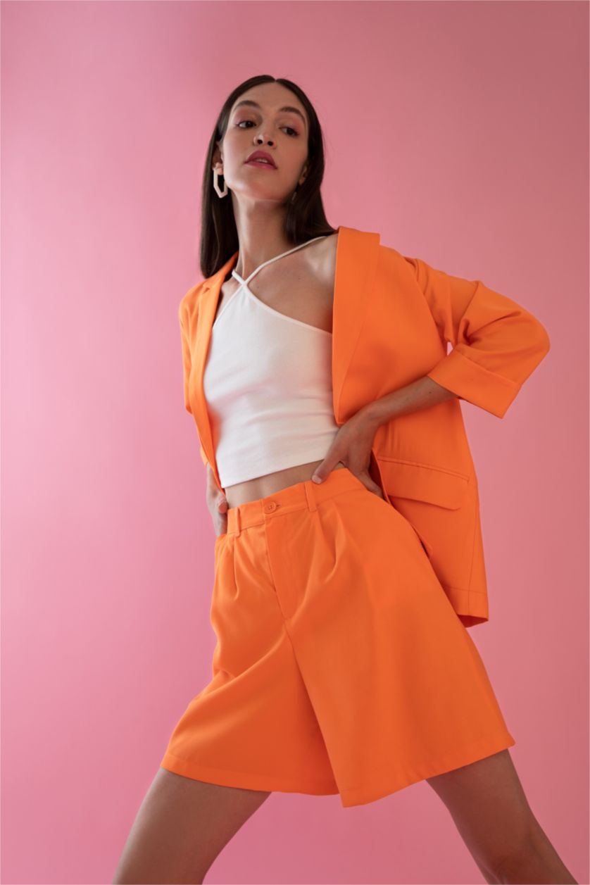 WOMAN Light Orange Normal Waist Shorts