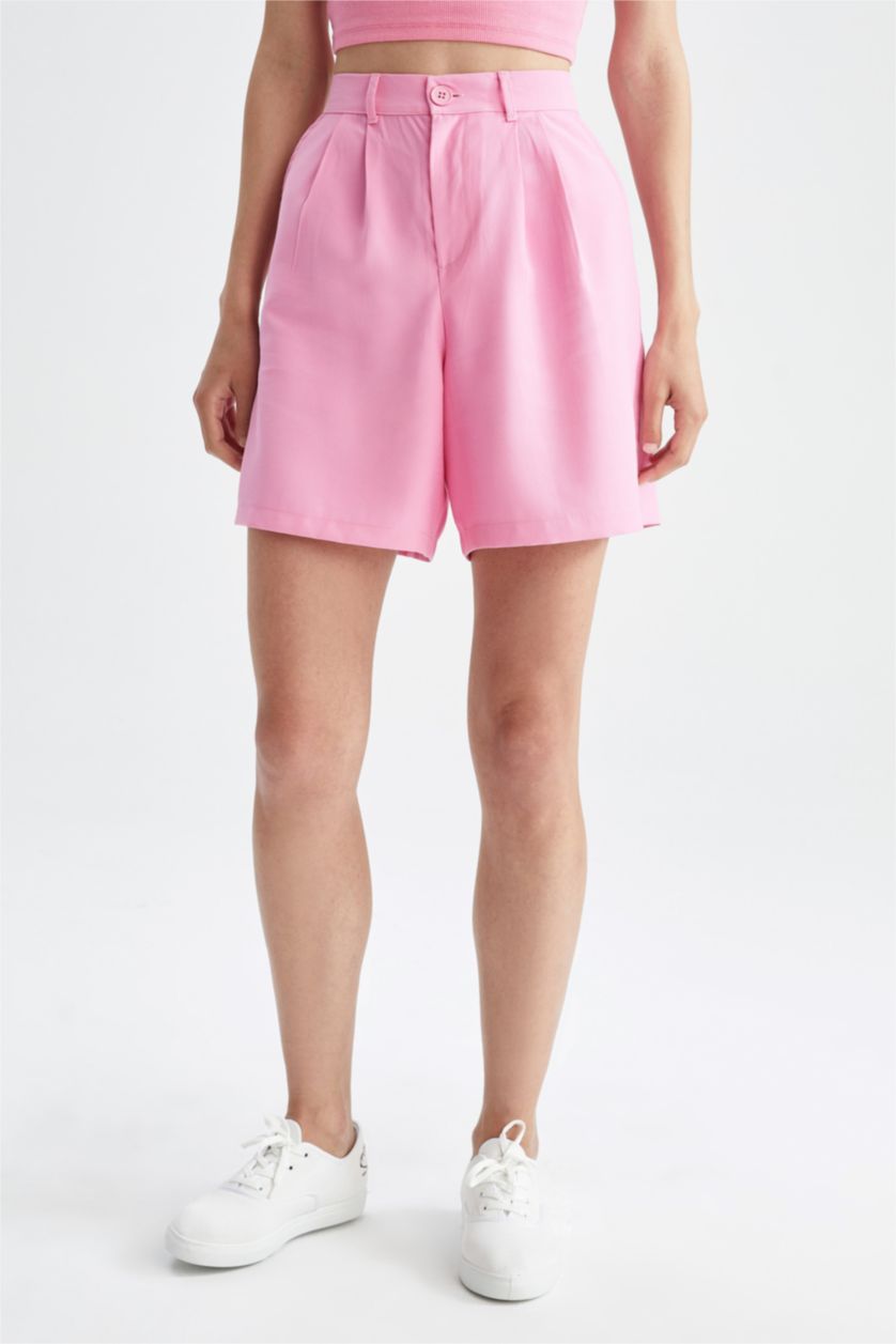 Женщины Розовый Бермуды с эластичным поясом