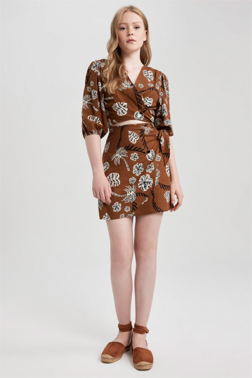 FEMME Marron Jupe Lin