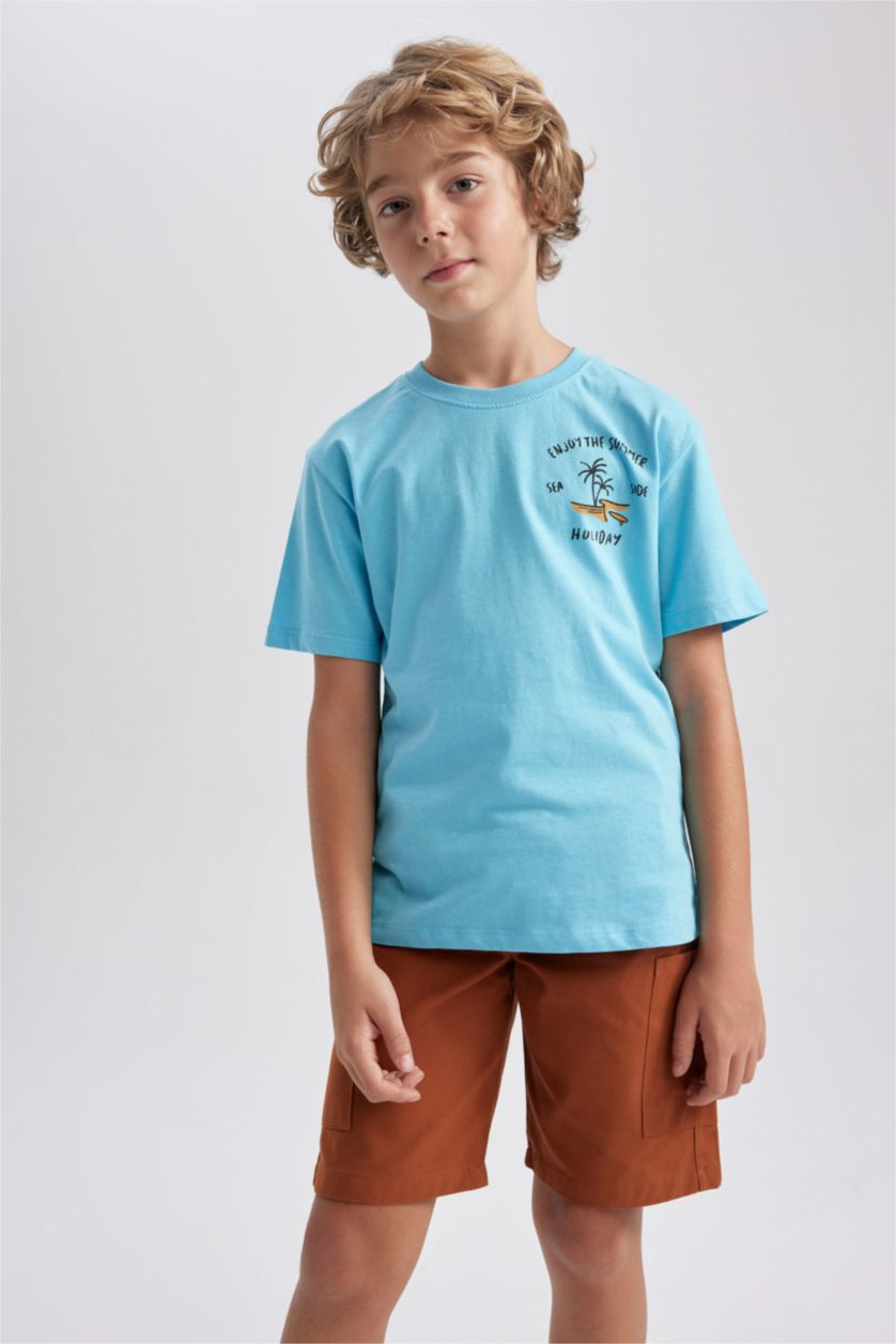 BOYS & TEENS Dark Camel Boy Regular Fit Gabardine Shorts