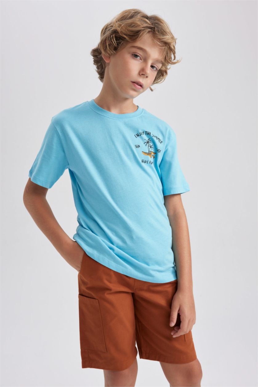BOYS & TEENS Dark Camel Boy Regular Fit Gabardine Shorts