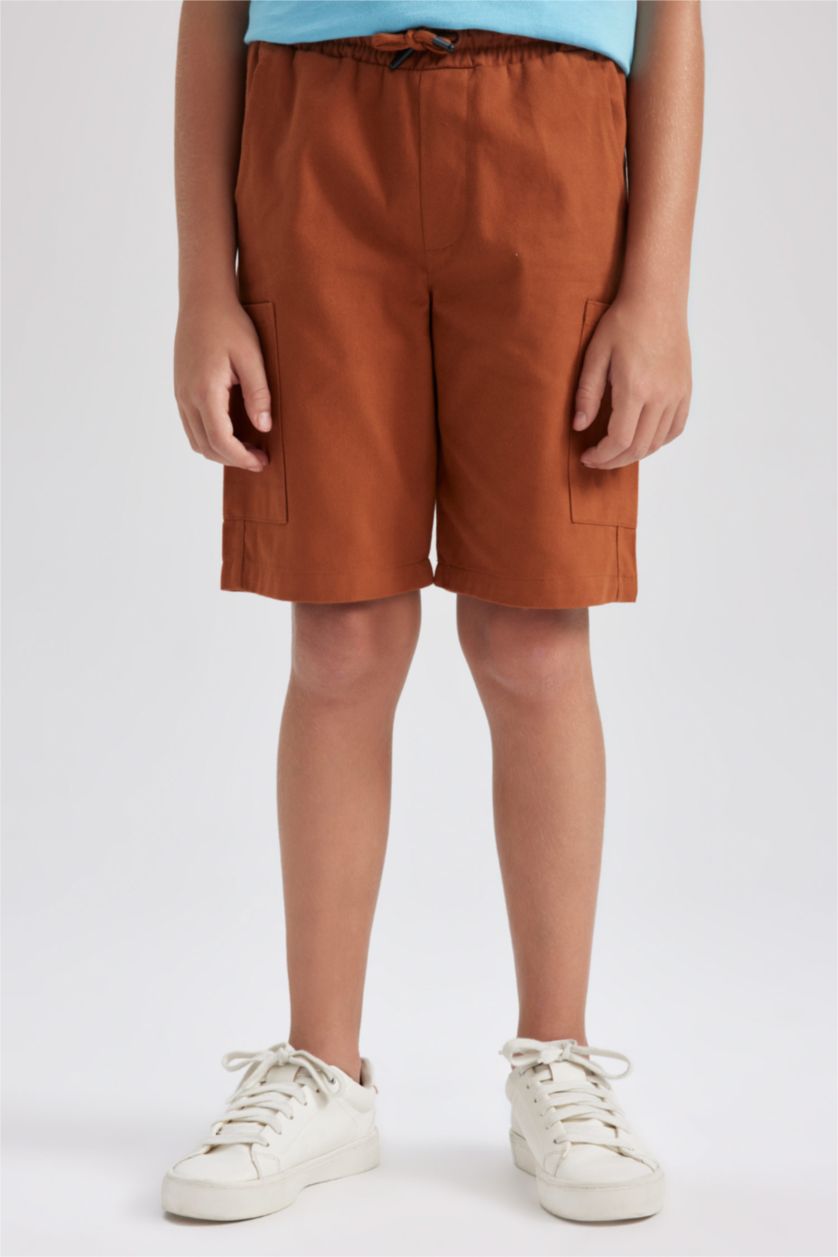 BOYS & TEENS Dark Camel Boy Regular Fit Gabardine Shorts