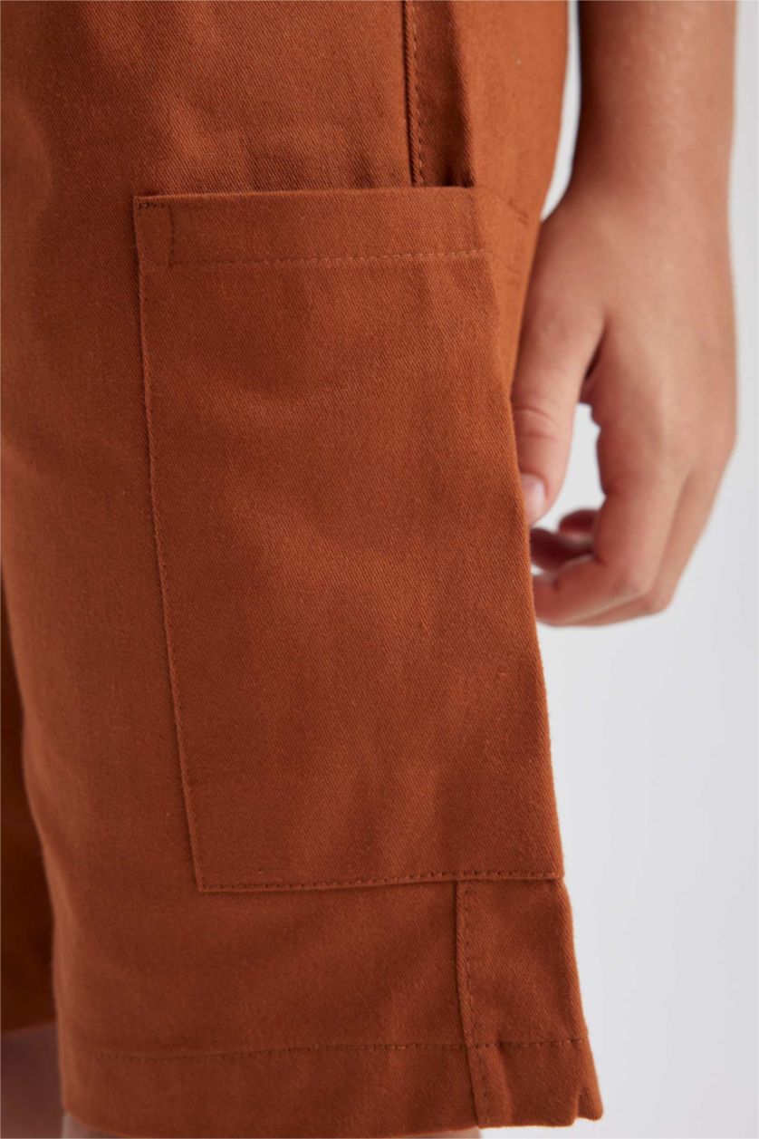 BOYS & TEENS Dark Camel Boy Regular Fit Gabardine Shorts