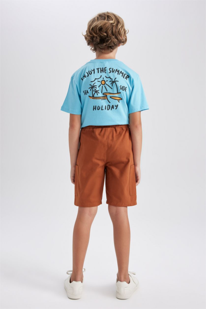 BOYS & TEENS Dark Camel Boy Regular Fit Gabardine Shorts