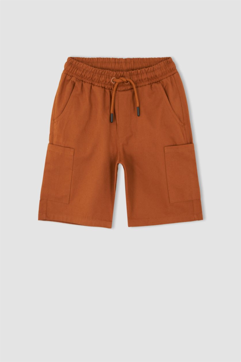 BOYS & TEENS Dark Camel Boy Regular Fit Gabardine Shorts
