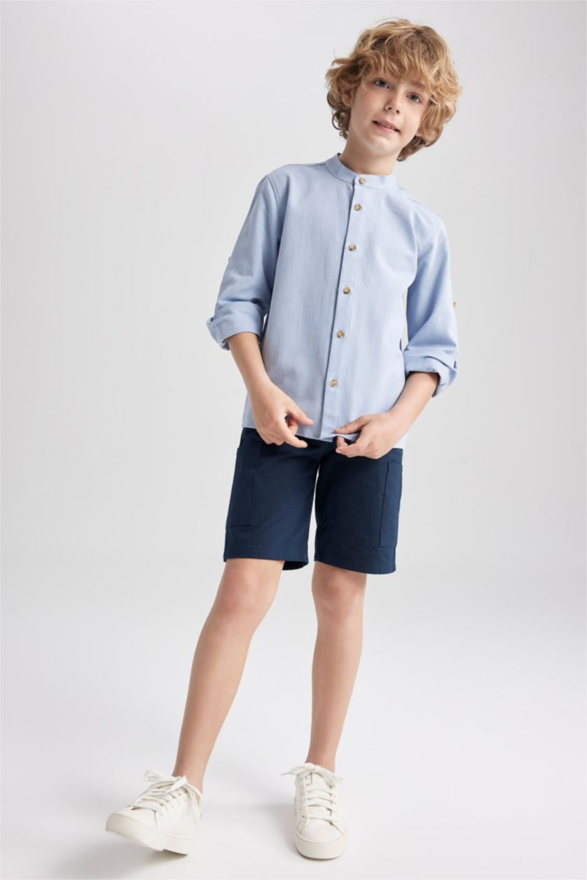 BOYS & TEENS NAVY Boy Regular Fit Gabardine Shorts