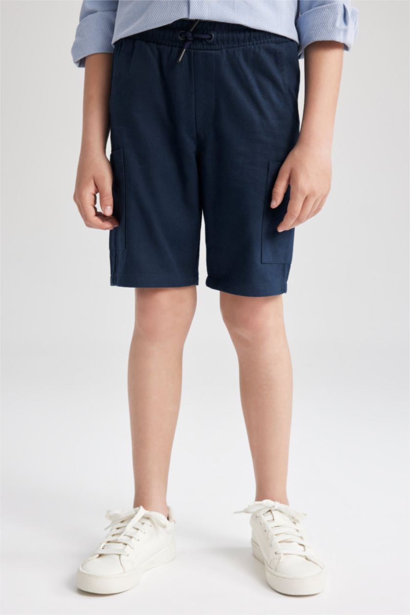 BOYS & TEENS NAVY Boy Regular Fit Gabardine Shorts