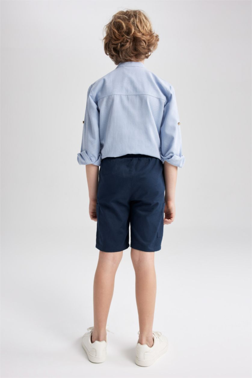BOYS & TEENS NAVY Boy Regular Fit Gabardine Shorts