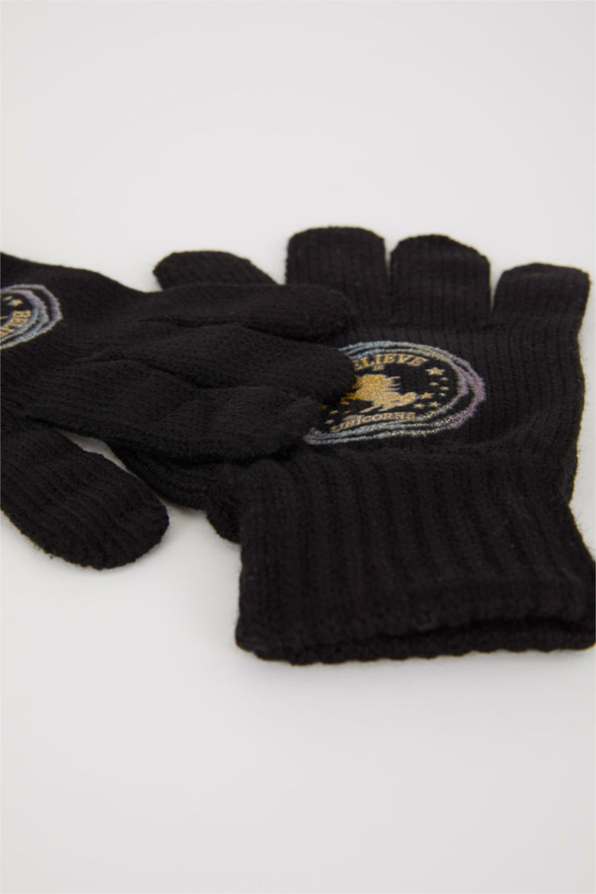 FILLES Noir Gants Fille À Motifs