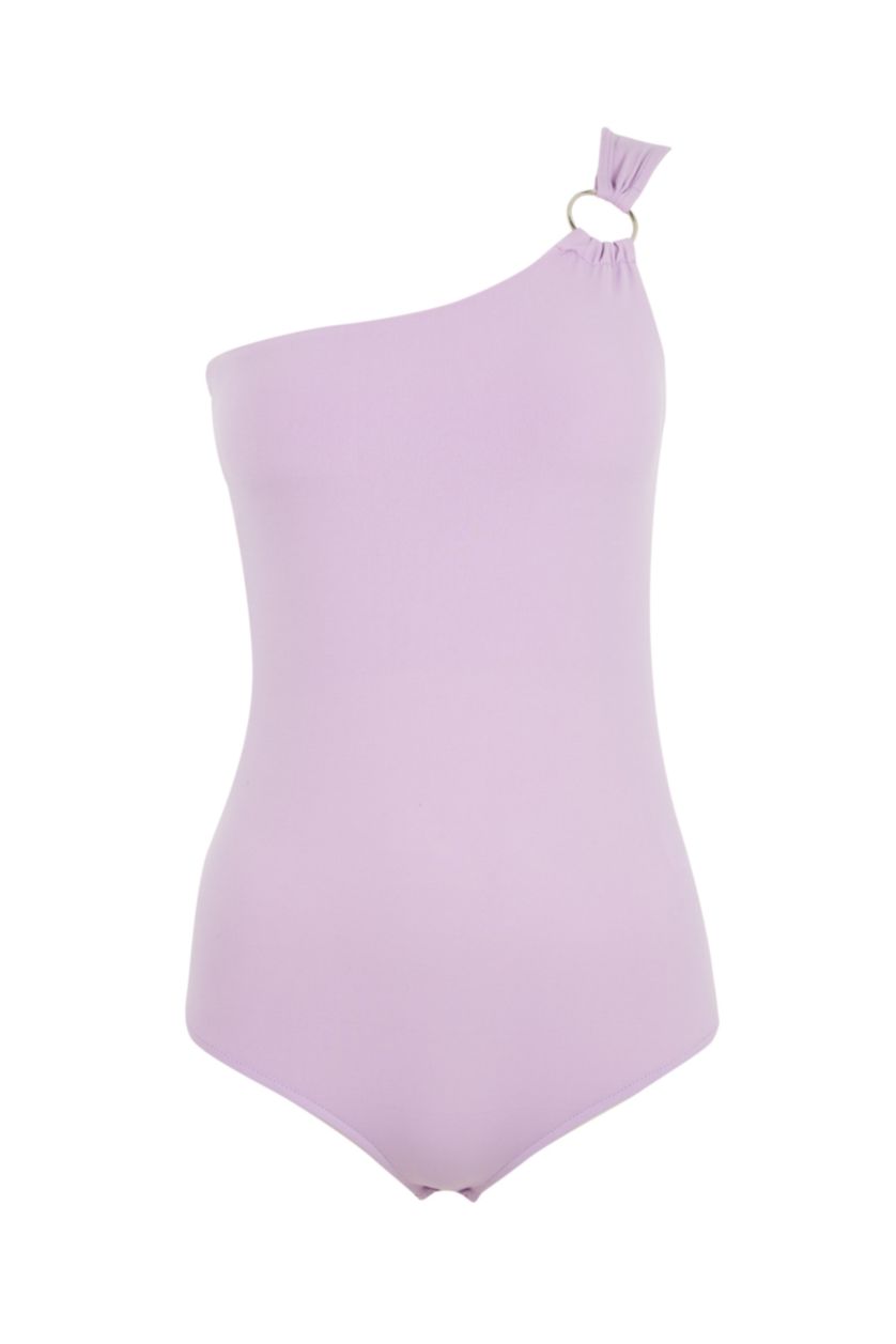 FEMME Violet Maillot de corps à bouton-pression et détail d'anneau à une épaule coupe slim