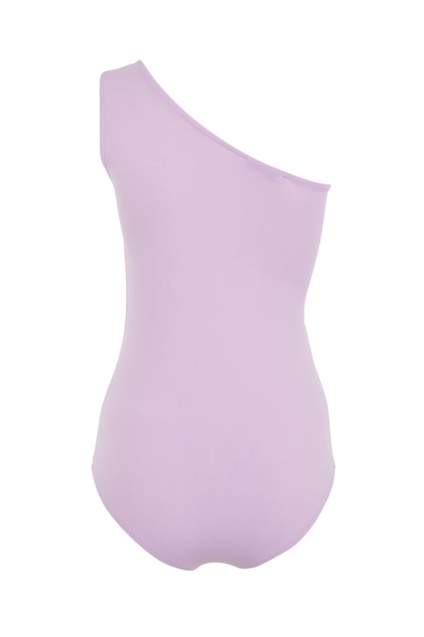 FEMME Violet Maillot de corps à bouton-pression et détail d'anneau à une épaule coupe slim
