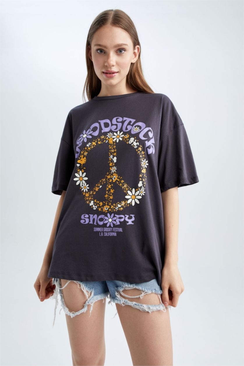 WOMAN Anthracite Oversize Fit Short Sleeve T-Shirt