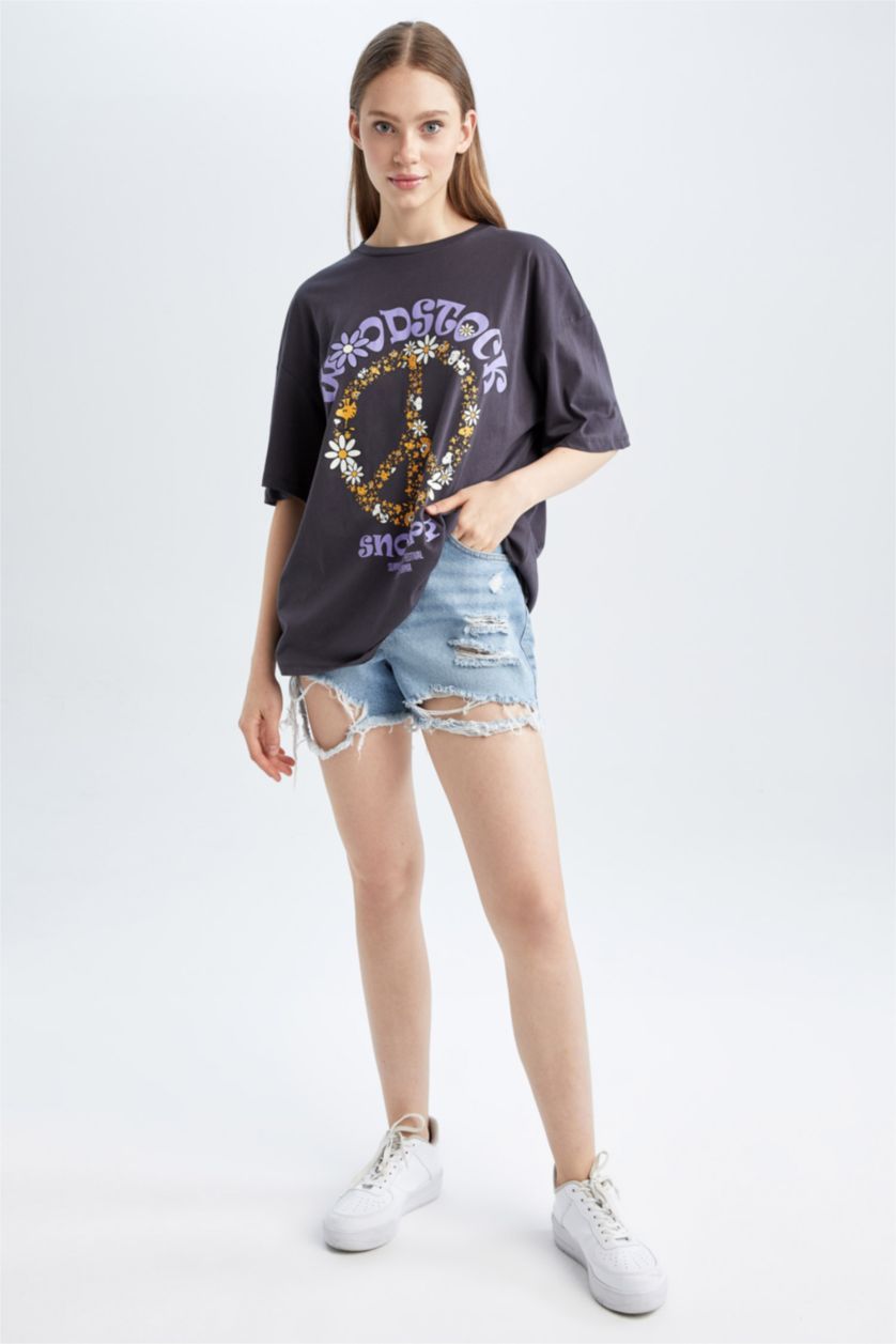 WOMAN Anthracite Oversize Fit Short Sleeve T-Shirt