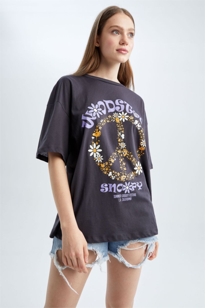 WOMAN Anthracite Oversize Fit Short Sleeve T-Shirt
