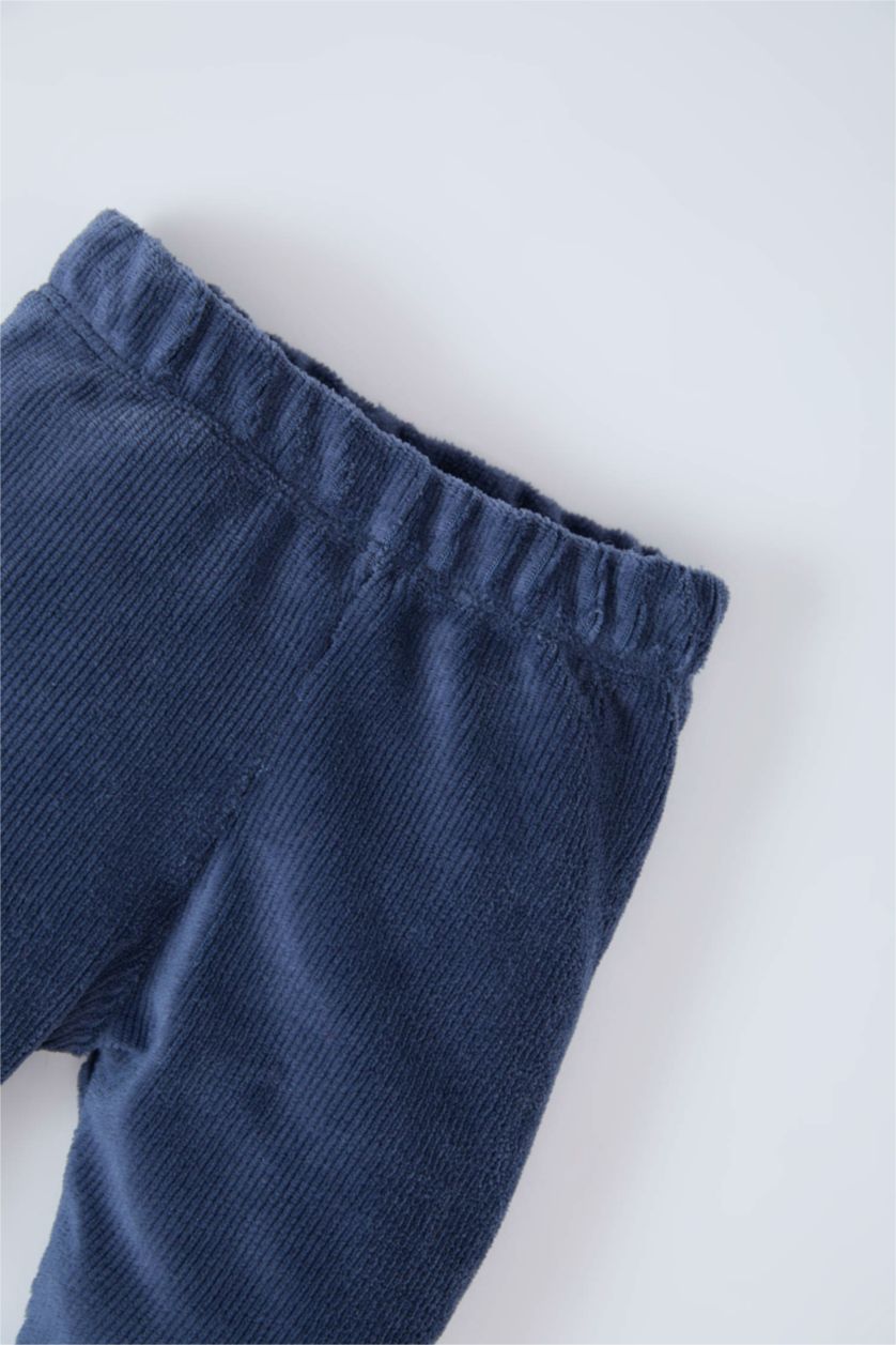 BÉBÉ FILLE Bleu Leggings en velours côtelé avec taille élastique et coupe droite pour bébé fille