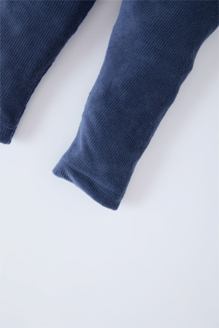 BÉBÉ FILLE Bleu Leggings en velours côtelé avec taille élastique et coupe droite pour bébé fille