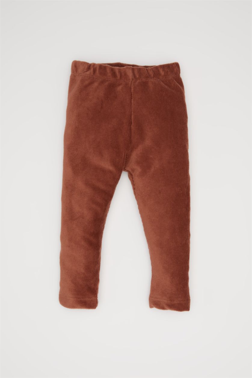 BÉBÉ FILLE Marron Clair Leggings Velours Côtelé